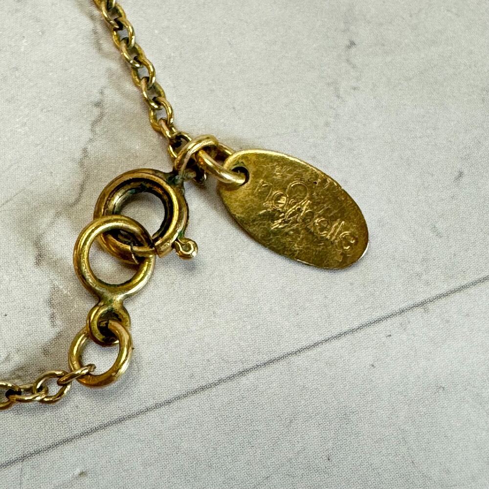 Nashelle Gold Filled Luck Necklace Wish Bone Gem Pendant Chain 24" Dainty EUC - Picture 4 of 8